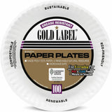 PLATE,9",GLD LABEL MED,WH