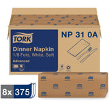 NAPKIN,DNNR1/8FLD,2PLY,WH