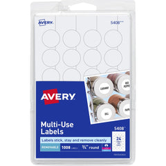 LABEL,.75 RND,1008/PK,WHT